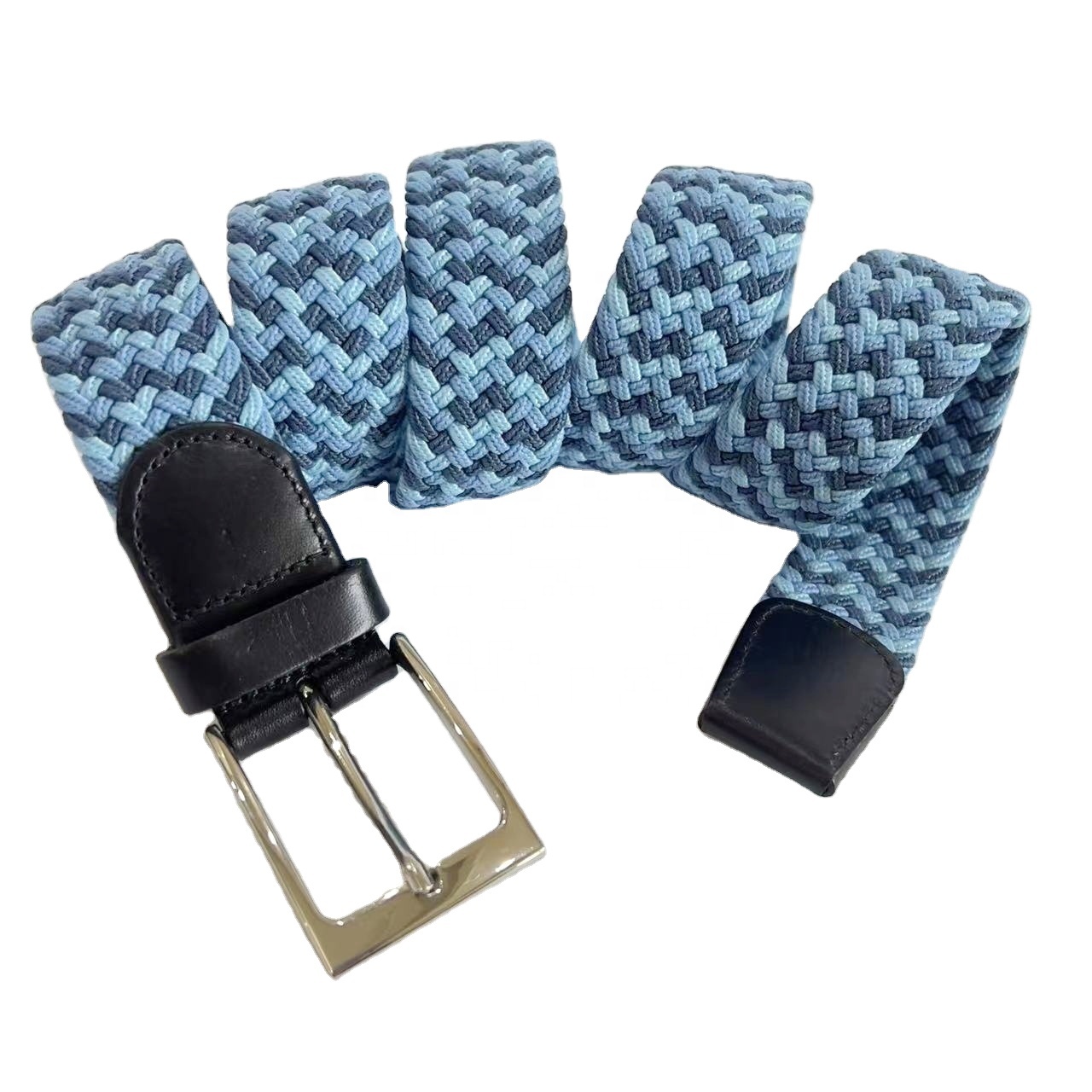 Эластичные вязаные ремни из вискозы, держатель и Концевая часть из натуральной кожи с блестящей никелевой цветной пряжкой