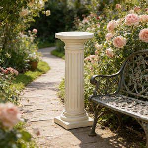 Plateforme décorative en résine peinte à la main motif floral romain (piédestal cannelé) Modèle d'<span class=keywords><strong>art</strong></span> 222 - Texture élégante - Article essentiel pour le jardin - Product Image 3