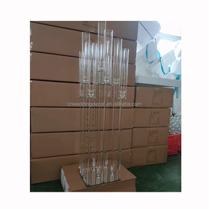 Mirror Base Tall Crystal Candelabra Wedding Centerpieces Glass <strong>Candlestick</strong> Wedding Candle <strong>Holders</strong> - Product Image 1