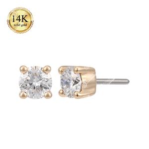 Gioiello Superstar in Oro Massiccio 14K con Zircone Bianco Senza Filettatura, Classico per Fidanzamento, Matrimonio, Regalo, Piercing Fine - Product Image 1