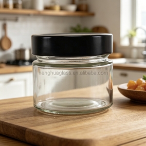 Pot en verre ergonomique à large ouverture <span class=keywords><strong>de</strong></span> 150 ml, design à anse haute, idéal pour le stockage du miel, <span class=keywords><strong>de</strong></span> la confiture, des cornichons, du pâté <span class=keywords><strong>de</strong></span> <span class=keywords><strong>foie</strong></span> <span class=keywords><strong>de</strong></span> poulet, avec couvercle métallique - Product Image 1