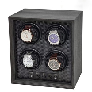 Boîte de remontoir de montre automatique en bois de santal noir de luxe Boîte de présentation rotative en bois silencieuse de qualité supérieure 2 ou 4 emplacements - Product Image 4