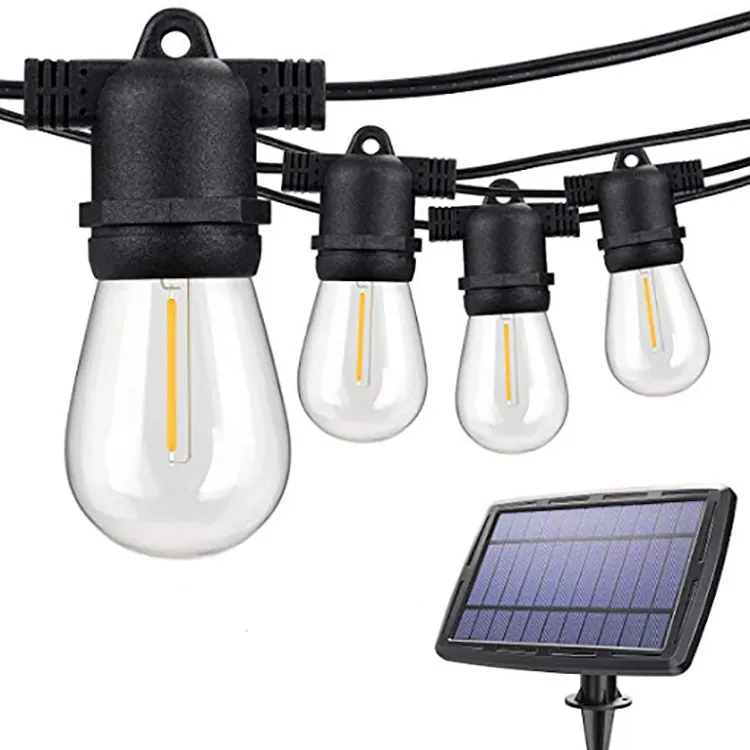 2200K Outdoor Solar 48ft 24pcs S14 Edison Bulb Hanging LED Lichterketten Party Lampe Solar Weihnachts beleuchtung