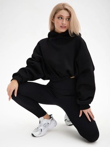 Sudadera con Capucha de Forro Polar para Mujer, Corte Holgado, Estilo Urbano, Logotipo Bordado, Top Corto, Otoño Invierno, Transpirable, Disponible en Stock - Product Image 3