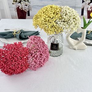Queyiyi Fleurs Artificielles Bouquet de Gypsophile Blanc Rose Rouge Jaune Violet en Plastique pour Mariage et Décoration Intérieure - Product Image 3