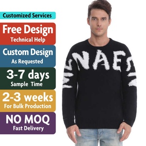 Custom LOGO Men OEM Sweater Manufacturer <b>Pullover</b> Jacquard Knitwear Winter Crew Neck Casual <b>Jumper</b> Designer Custom Knit Sweater - Product Image 2