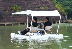 Catamarán Inflable con <span class=keywords><strong>Pedales</strong></span> para 2 Personas, con Tabla de SUP Inflable, Bote Inflable Eléctrico con Marco de SUP para Pesca - Product Image 5
