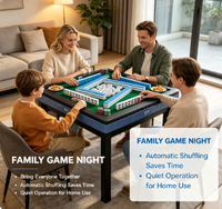 Table de Mahjong Automatique Premium Moderne pour 4 Joueurs avec Mélangeur Électrique, Double Tension, Pieds en Métal Robustes pour Usage Domestique et Commercial