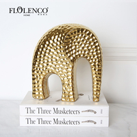 Pièces de décoration pour la maison en céramique, éléphant peint en or de style nordique, ornement d'éléphant pour le salon, accessoires de décoration