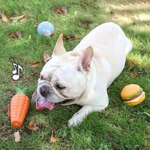 Jouets à mâcher pour bouledogues français, motif fruits et légumes, PVC durable, jouets pour chiens d'extérieur pour le nettoyage des dents et le soulagement du stress - Product Image 3