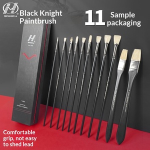 Ensemble de 11 pinceaux à <span class=keywords><strong>gouache</strong></span> et craie Factory Black Knight, manche en bois, poils naturels, pour peinture acrylique, stylo à peinture spécial, pinceau éventail, huile - Product Image 4