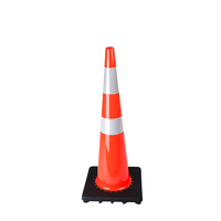 36 "cône mince orange flexible de sécurité routière de corps de PVC de 90cm avec la base noire