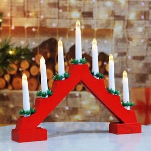 Artículo en Oferta: Velas Navideñas de Madera de 7L con Luz LED Cálida Blanca y Roja, Estilo Vintage con Temporizador - Product Image 2