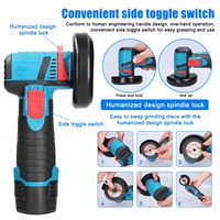 Meuleuse d'angle miniature sans fil 20V haute puissance, sans balais, disque en acier inoxydable industriel, interrupteur coulissant, rechargeable, batterie au lithium 1,5Ah