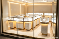 Vitrine à bijoux en verre éclairée par LED, étanche, circulaire, en métal, de qualité supérieure, pour comptoir de bijouterie, salle d'exposition de bijoux de luxe