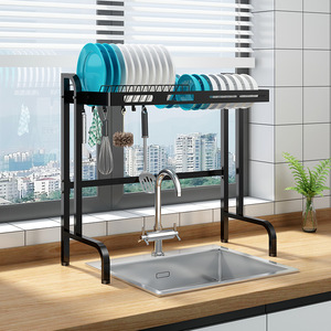 Stainless Steel Single Tier Dish Rack Plastic Dish Drying Rack Freestanding Kitchen Storage Rack