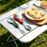 Ensemble de couteau, fourchette, cuillère et baguettes pliables pour l'extérieur ; Kit de couverts de camping portable multifonctionnel détachable en acier inoxydable moderne
