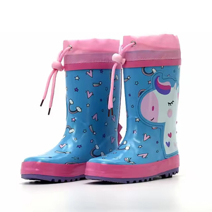 Bottes de <span class=keywords><strong>pluie</strong></span> en caoutchouc YL201 pour enfants, antidérapantes et résistantes à l'eau, bleues, mi-mollet, pour l'extérieur, vente en gros - Product Image 3
