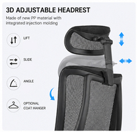 Chaise de bureau ergonomique entièrement en mesh avec roulettes, chaises de bureau commerciales avec appui-tête, chaise de bureau à 4 pieds