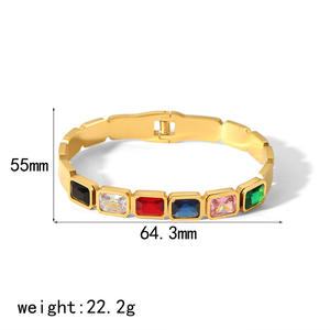 กำไลข้อมือสแตนเลสสตีลชุบทอง 18K ประดับเพชรเซอร์โคเนีย ดีไซน์ทันสมัยสำหรับผู้ใหญ่ สะท้อนความเป็นตัวคุณ - Product Image 5