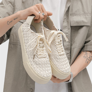 Nouvelles chaussures de skate décontractées pour hommes, basses, respirantes, tissées à la main, tendance et originales - Product Image 3