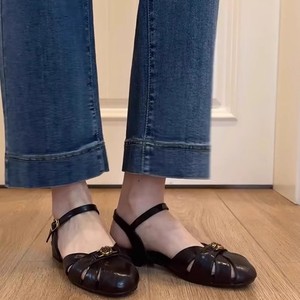 Sandalias de Verano para <span class=keywords><strong>Mujer</strong></span>, Versión Piel de Oveja, Diseño Camelia, Punta Abierta Transpirable, Cierre de Hebilla, Suela de Goma - Product Image 4