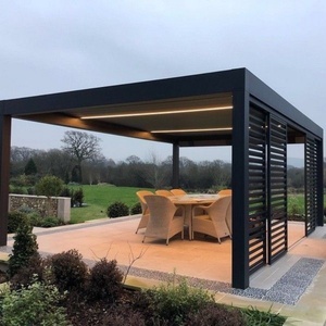 Pergola en aluminium thermolaqué à commande automatique à distance, <span class=keywords><strong>abri</strong></span> extérieur imperméable pour balcon, <span class=keywords><strong>petit</strong></span> pavillon de <span class=keywords><strong>jardin</strong></span> - Product Image 4