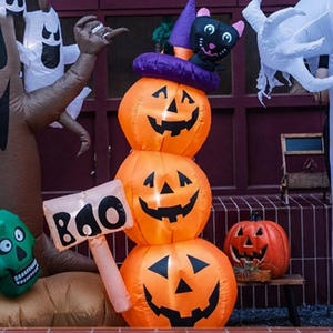 Lanterne de citrouille <span class=keywords><strong>gonflable</strong></span> lumineuse et étanche pour Halloween, décoration d'ambiance pour centre commercial, fête en extérieur, accessoire décoratif à suspendre - Product Image 4
