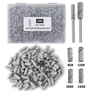3mm Nail Sanding Bands-80/120/180/240 Grit <b>Mini</b> Nail <b>Drill</b> Bit Electric Nail File Accessory Polishing Manicure Tool 50/100pcs - Product Image 1