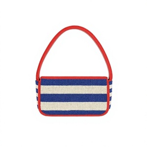 Bolso de Mano Rectangular con Diseño de Mariposas, Perlas de Vidrio, Color Rosa, Bonito y Elegante, Bordado, Duradero, Textil de Algodón Colorido - Product Image 3