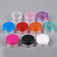 Petits pots en plastique PS 0,1 oz/0,17 oz/3 ml/5 ml transparents à base carrée pour échantillons de maquillage, baume à lèvres, poudre, nettoyant visage, lotion