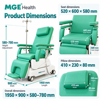 Mobilier d'hôpital design moderne MEDIGE Chaise de phlébotomie électrique pour don de sang et dialyse Chaise mobile réglable à perche IV