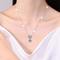 Collier pendentif rose en moissanite synthétique de haute qualité, en argent sterling 925, avec breloque rose, pour femme, idéal comme cadeau