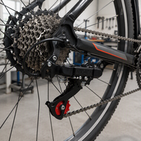 Dérailleur arrière de vélo 18 vitesses avec fixation à crochet inversé, support texturé, cage en acier, réglage de la longueur de câble, pour VTT, vélo de route et vélo de banlieue, avec vis de réglage
