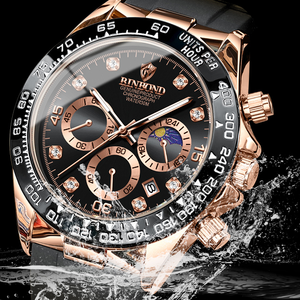 BINBOND B1727 سوار سيليكون ساعات رجالية فاخرة أنيقة 3ATM كوارتز Movt مقاومة للماء يد مضيئة متعددة الألوان للذكور - Product Image 6