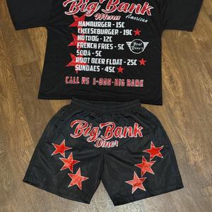 Custom Cropped Vintage Graphic Screen Dtg Printing <b>T</b>-<b>shirt</b> Nylon Shorts <b>Boxy</b> <b>t</b> <b>Shirt</b> and Short Set Men Summer Streetwear - Product Image 4