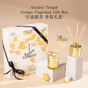 Funday Ancient Temple Ginkgo <b>Reed</b> <b>Diffuser</b> Set Soy Wax Candle With Windmill Decor For Home Aromatherapy Gift - Product Image 5