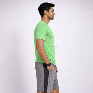 Camiseta Formal de Cuello Redondo para Hombre, Manga Corta, Verde Sólido, 100% Algodón Tejido, Corte Regular, Logotipo Frontal - Product Image 4