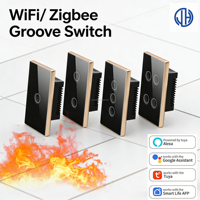 Interrupteur intelligent Wi-Fi et Zigbee 10A pour maison connectée, en verre trempé, à encastrer, avec fonction tactile et rainure concave