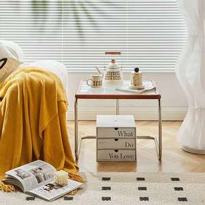 Coffee <b>Table</b> Wood Top Stainless Steel Frame Minimalist Modern Living Room Small Apartment Use - Product Image 2