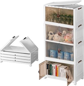Quick Collapsible Foldable Aluminum <b>Storage</b> Box Wheels Double Tier Modern Design for Bathroom Tools Toy Food <b>Storage</b> Container - Product Image 4