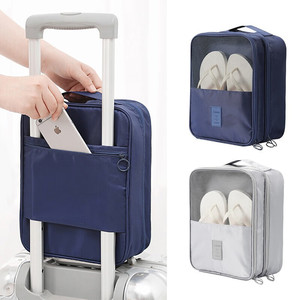 Bolsa de almacenamiento de zapatos, organizador de zapatos de viaje portátil de poliéster azul marino con ventana de malla para artículos esenciales de viaje - Product Image 1