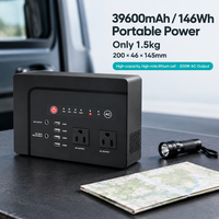 Station d'alimentation portable 146Wh 200W, alimentation 39600mAh, prise intégrée AC DC USB pour le camping, l'alimentation de secours en extérieur