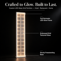 Paravent en verre lumineux LED personnalisé avec cadre métallique rétroéclairé pour hall d'hôtel ou bureau