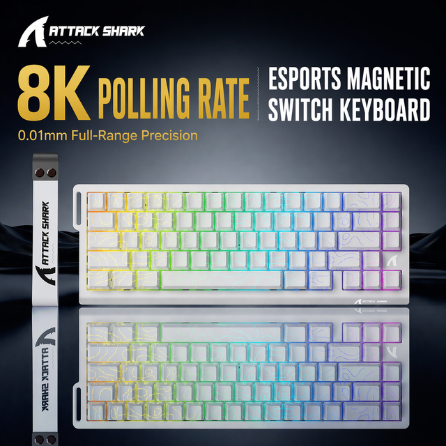 Attack Shark X68HE Mechanical Keyboard RGB Backlit Gaming 66-Key Rapid Trigger Magnetic Switch Latency Snap Tap Hall Effect