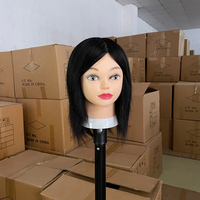 Tête de mannequin en cheveux humains de 10 à 18 pouces pour l'entraînement en académie de coiffure, les apprentis de salon, la pratique du coiffage, du décoloration et de la permanente
