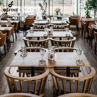 Projet commercial léger Ensemble complet de meubles de table et chaise de restaurant en bois et en cuir moderne de luxe