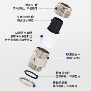 Brass <b>Cable</b> Gland Pg10 10-20mm Ip68 Waterproof Connector With Nut Tightening For Low Voltage Wiring - Product Image 2