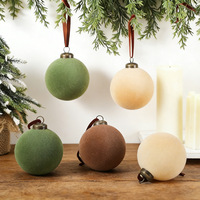 Ensemble de 15 boules de Noël en velours, 6 à 8 cm, ornements suspendus en peluche, décoration d'arbre de Noël pour les fêtes de Noël et du Nouvel An