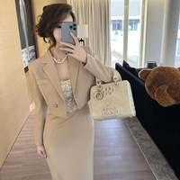 ZYHT 20197 Nouvelle Collection Automne Hiver – Ensemble Deux Pièces Chic : Blazer Long Amincissant et Robe Longue Tendance pour Femme